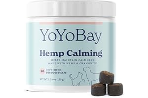 YoYoBay Calming Chews for Dogs, Dog Calming Chews for Anxiety Relief Treats, Quiet Moments for Dogs, Help Stress and Calming Care for Dogs, Natural Hemp Supplement, 60 Soft Chews