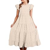 blibean Girls Summer Dress Tween Polka Dots Maxi Pockets Dresses Size 6-16 Years Old