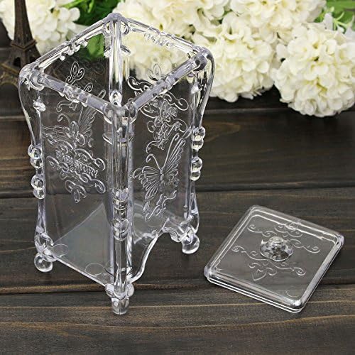 Retro Butterfly Makeup Cosmetic Cotton Pad Organizer Jewelry Case Storage Holder (transparent)