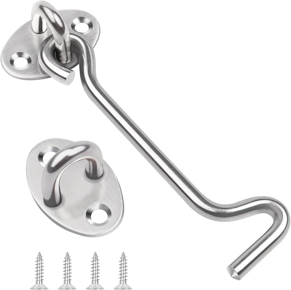 Leryati 4 Inch Hook and Eye Gate Latch Stainless Steel 100mm 2pcs