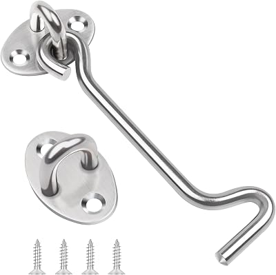 Leryati 4 Inch Hook and Eye Gate Latch Stainless Steel 100mm 2pcs