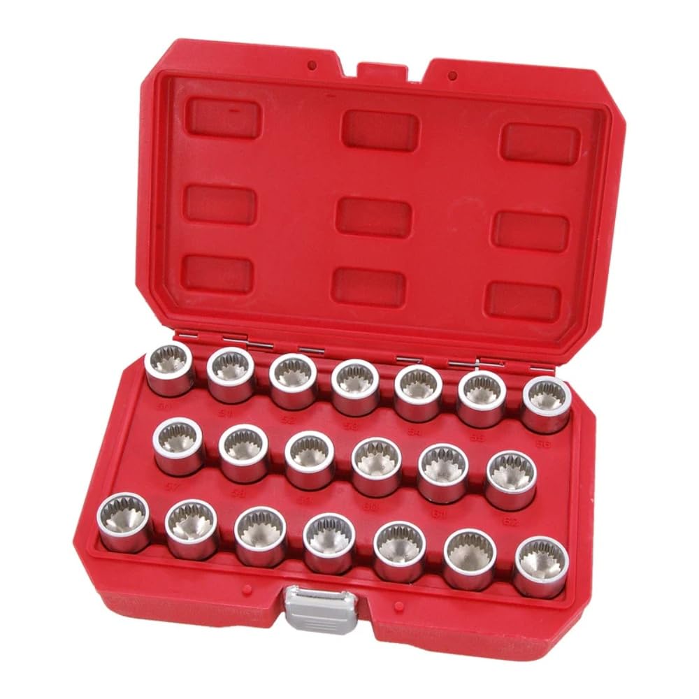 Neilsen CT4151 20pc Locking Wheel Nut Key Set Multi Spline Sockets 19mm Alloy Wheel Nut Socket OEM T10190 compatible with Porsche compatible with VW Touareg