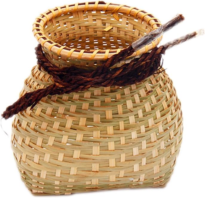 SUNNYHILL(TM Handmade Woven Bamboo Fishing Basket Fishing Creel Flower Vase Ikebana Mingei (Medium)