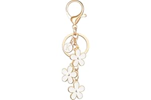 OUMILAN Initial Keychain Cute Flower Charms Keyring for Handbag Backpack–Personalized A-Z Letter Jewelry Gift for Women Girls