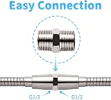 OFFO Shower Hose Connector G1/2 Stainless Steel Extension Fitting Silver view 2