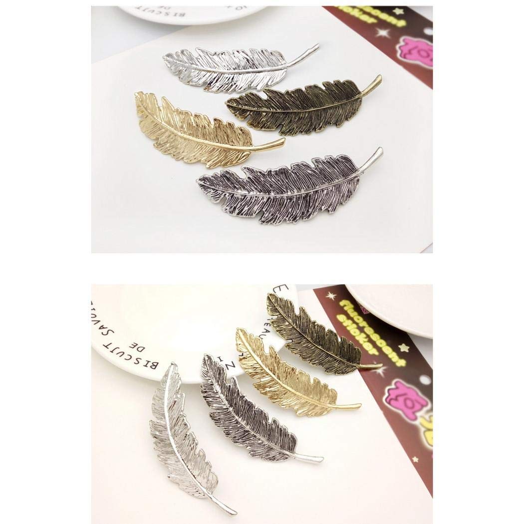 UpBeauty Leaf Feather Hair Pin Jewelry Women Hair Clip Hairpin Hair Accessories Headwear Gold