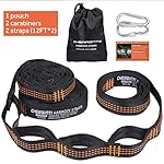 Extra Long Adjustable Hammock Tree Hanging Straps Set - No Stretch Suspension System Kit Hammock Accessories with Carabiners，Fits all Hammocks for Travel Camping Hiking (12FT,21 Loops)