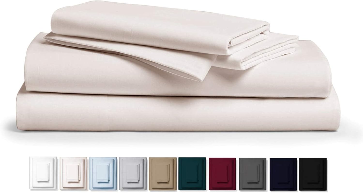 Kemberly Home Collection 800 Thread Count 100% Pure Egyptian Cotton – Sateen Weave Premium Bed Sheets, 4- Piece Ivory Queen- Size Luxury Sheet Set, Fits mattresses Upto 18” deep Pocket