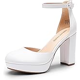 DREAM PAIRS Women's Platform Chunky High Heels Closed Toe Block Ankle Strap Dress Bridal Party Wedding Shoes