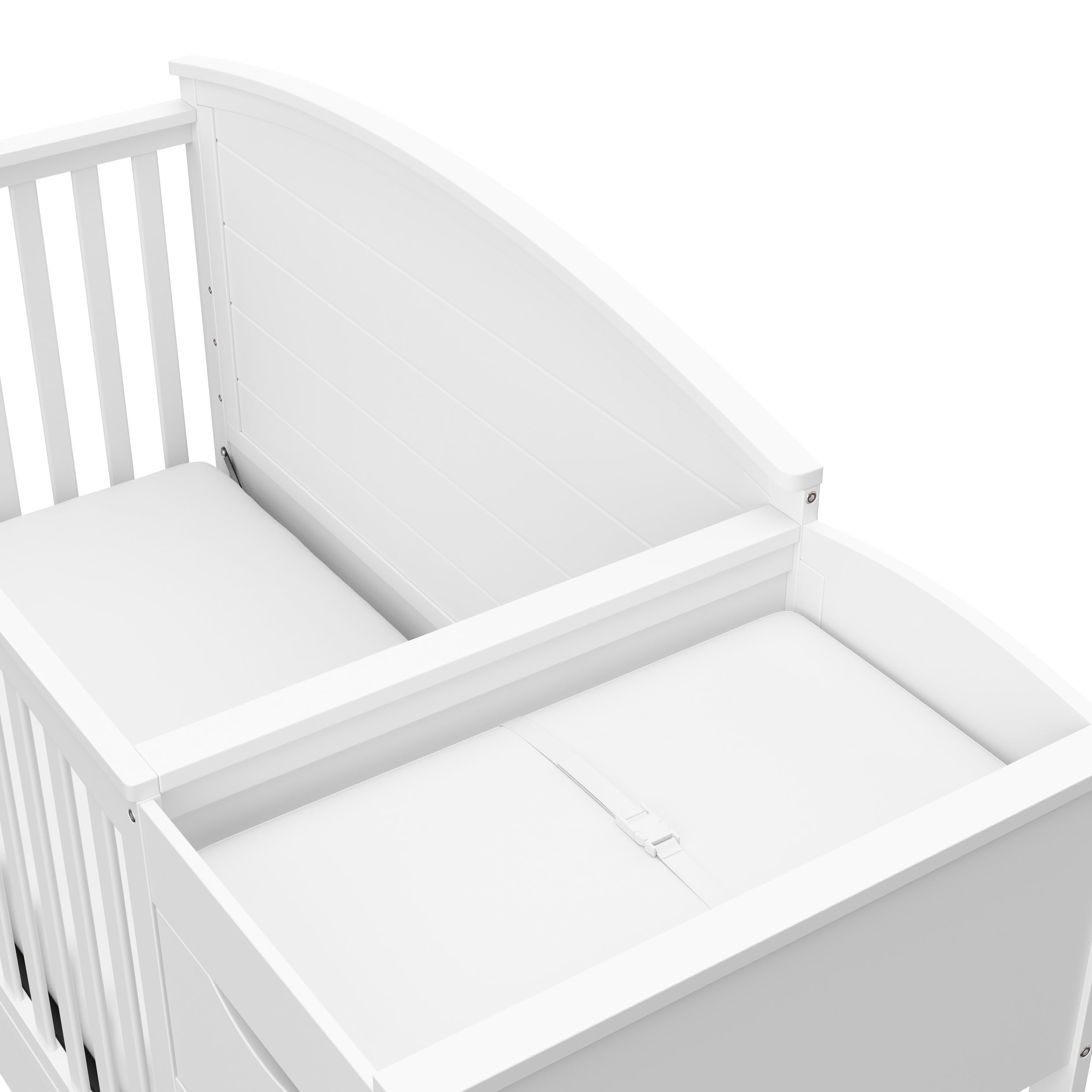 Graco Bellwood 5-in-1 Convertible Crib & Changer with Drawer (White) - GREENGUARD Gold Certified, Full-Size Storage Drawer, Converts to Toddler Bed and Full-Size Bed