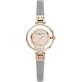 VICTORIA HYDE Small Dial Women Watch, Gray Leather Watches for Women