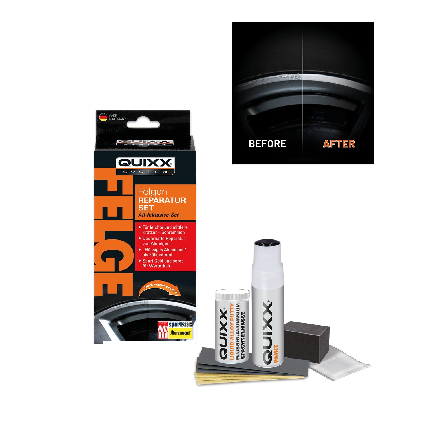 Quixx 20446 Wheel Repair Kit, silver, M — image 1