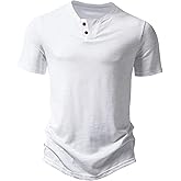 JEMITOP Men's Stretchy Short Sleeve Henley T-Shirt Casual Cotton 2 Buttons Notch Neck Tee Shirts