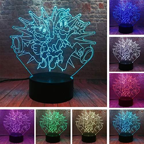 Fanrui Mario and Luigi Super Mario Bros Brothers Figma 3D Night Light LED Smart 7 Colors Auto Changi Fanrui Mario and Luigi Super Mario Bros Brothers Figma 3D Night Light LED Smart 7 Colors Auto Changi