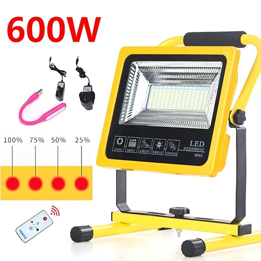 Foco Proyector LED 600W 8000 Lm, Portátiles Recargables Batería ...