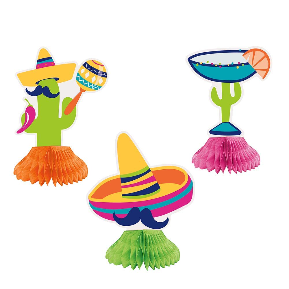 Vibrant Boho Fiesta Mini Honeycomb Centerpieces - Assorted Colors & Unique Table Decor - Perfect for Celebrations, Parties, and Events - 3ct