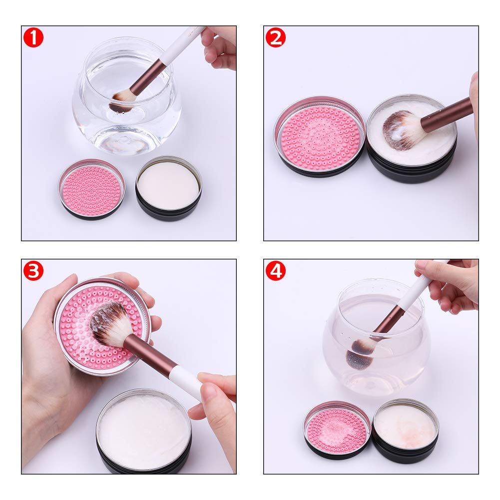 DUcare Makeup Brush Clean Set: Solid Soap Cleanser & Color Removal Sponge - Easy to Clean Blenders Brushes Shampoo Removes Shadow Color Cosmetic Colors for Daily Use Travel Set (2Pcs,Coconut Oil): Beauty