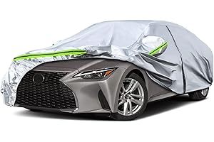 SPORTULI Waterproof Car Covers Replace for 2005-2025 Lexus IS250 IS300 IS350, 6 Layers Silver All Weather Custom-fit Car Cover with Zipper Door & Windproof Bands for Snow Rain Dust Hail Protection