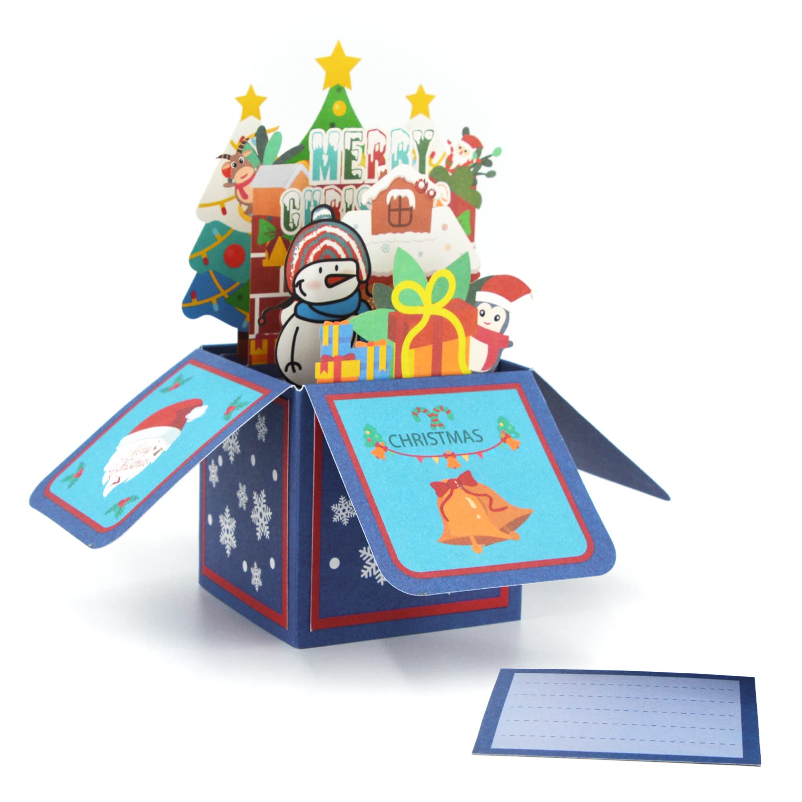 Fassory 3D Christmas Card with Envelope, Merry Christmas Pop Up Card, 3D Box Greeting Card (Winter Gifts)