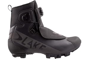 Lake MX146 Winter Cycling Shoe – Water‑Resistant Softshell + Waterproof Membrane – Black – Regular & Wide