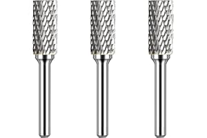 KOTVTM Carbide Burr Set 1/4" Shank SA-5 Die Grinder Bits Tungsten Double Cut Burr Bits (1/2" Cutter Dia X 1" Cutter Length) for Die Grinder Kits Metal Grinding Drilling Polishing (3pcs)