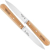 Opinel No. 112 Paring Knives 2 Piece Set, Sandvik 12C27 Steel Everyday Use Prep Knives for Chopping, Peeling, Slicing, Trimming, Stabilized Sustainably Harvested Beechwood Handles, Made in France