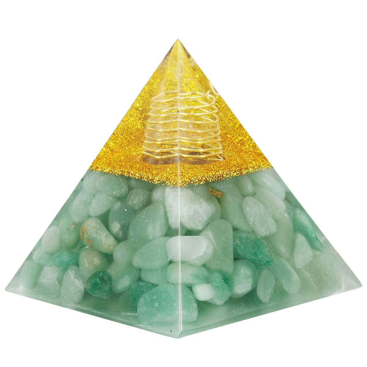 mookaitedecor Green Aventurine Crystal Pyramid,Healing Stone Energy Chakra Balancing Decoration Reiki Figurine Ornament