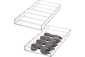 SOUJOY 2 Pack Acrylic Sunglasses Organizer, 6 Slot Clear Eyeglasses Storage Case, Stackable Eyewear Display Tray for Sunglasses, Fashion Eye Wear, Protective Glasses
