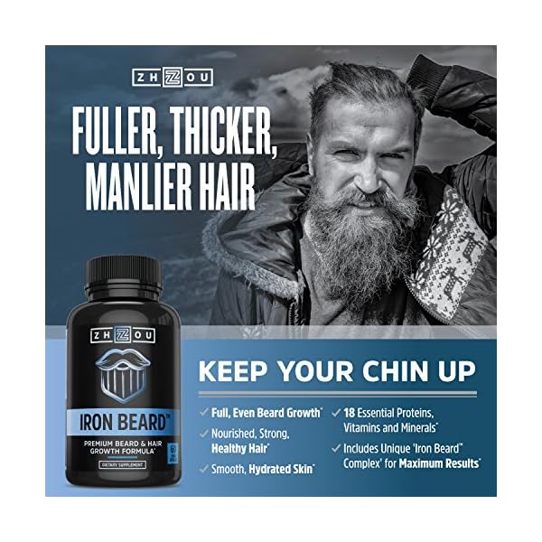 Zhou Nutrition Iron Beard Growth Vitamin Supplement For Men 60