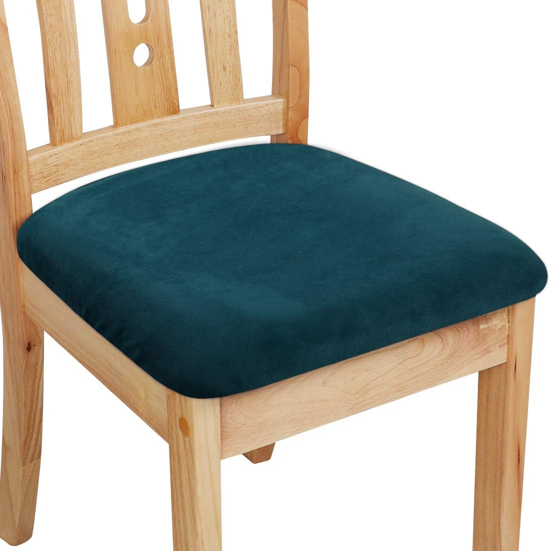 PiccoCasa Dining Chair Seat Covers Set of 6, Velvet Chair Seat Cover with Ties for Dining Room