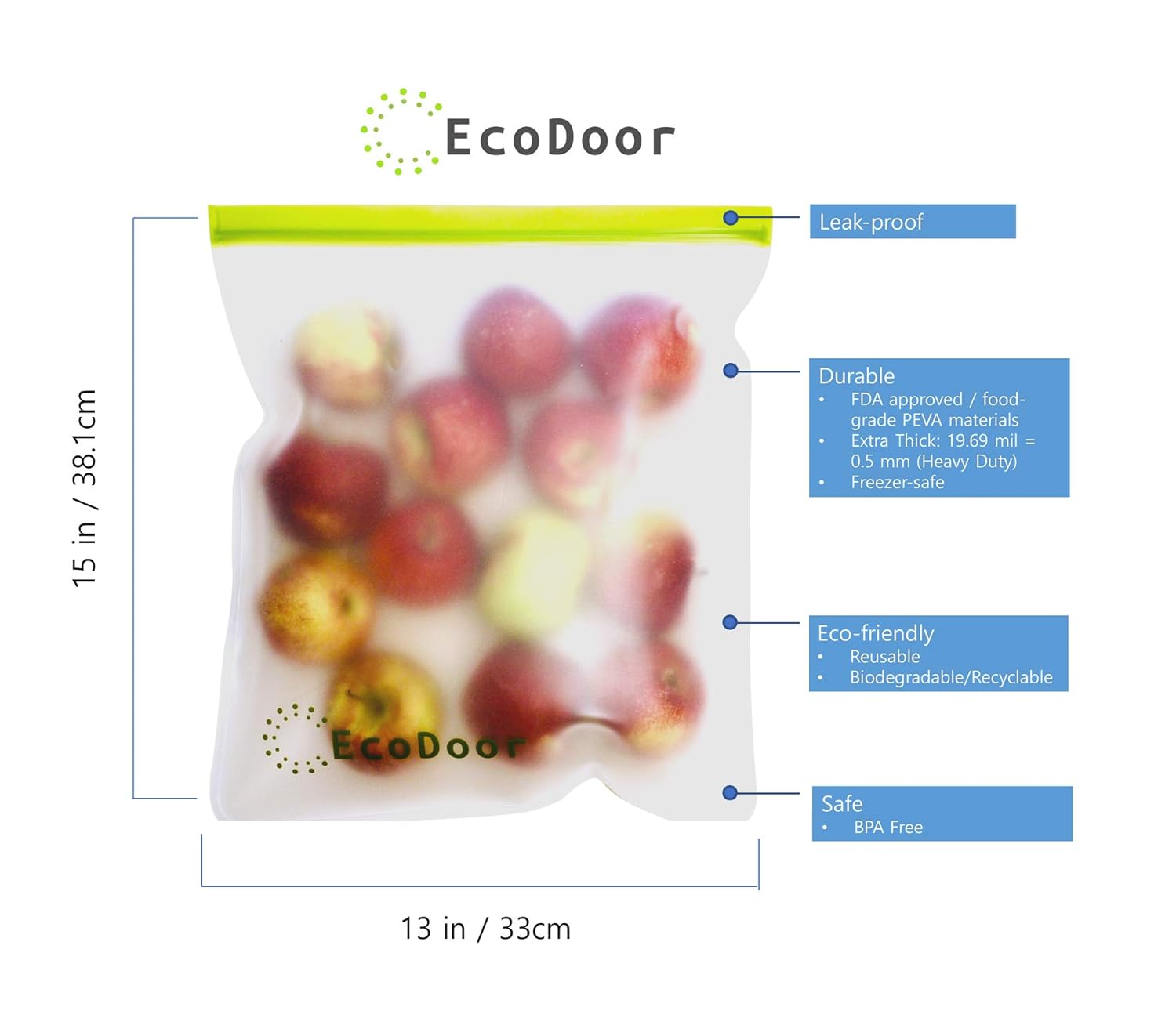 2 Gallon Reusable Freezer Storage Bags (Set of 4), Extra Thick, Extra