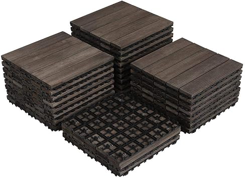 Yaheetech 27pcs Interlocking Wood Flooring Indoor Deck Patio