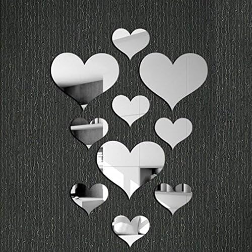 Ghaif The mirror surface 3D background heart-shaped Mirror Removable For bedroom living room kitchen TV background wall bathroom dormitory office