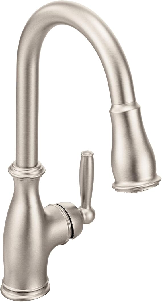 Moen 7185SRS Brantford OneHandle High Arc Pulldown Kitchen Faucet Featuring Reflex, Spot Resist