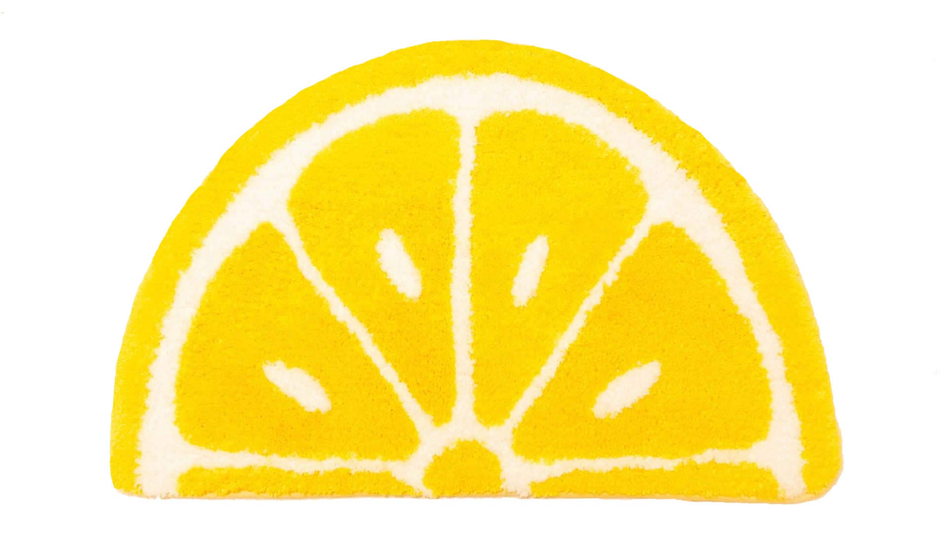 Creative Semicircle Half Round Yellow Lemon Soft Plush Bath Mat Anti-Slip Bathroom Indoor Mat Home Decor,Area Rug,Kid's Room Carpet,Pet Carpet (S(18x26‘’)