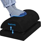 StepLively Foot Rest for Under Desk at Work, 2 Heights Foot Stool, Black | Comfortable Office Desk Accessories with 2 Adjustable Heights, Washable Cover, Footrest for Office, Home and Car Foot Support