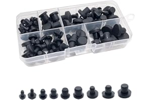 MONEXIO 100 Pcs Silicone Rubber Hole Plugs Set - 9 Sizes T-Type Black Silicone Plugs Caps for Powder Coating, Waterproof Sealing, Pipe/Test Tube Caps - Heat Resistant, Durable, Multi-Purpose (Black)