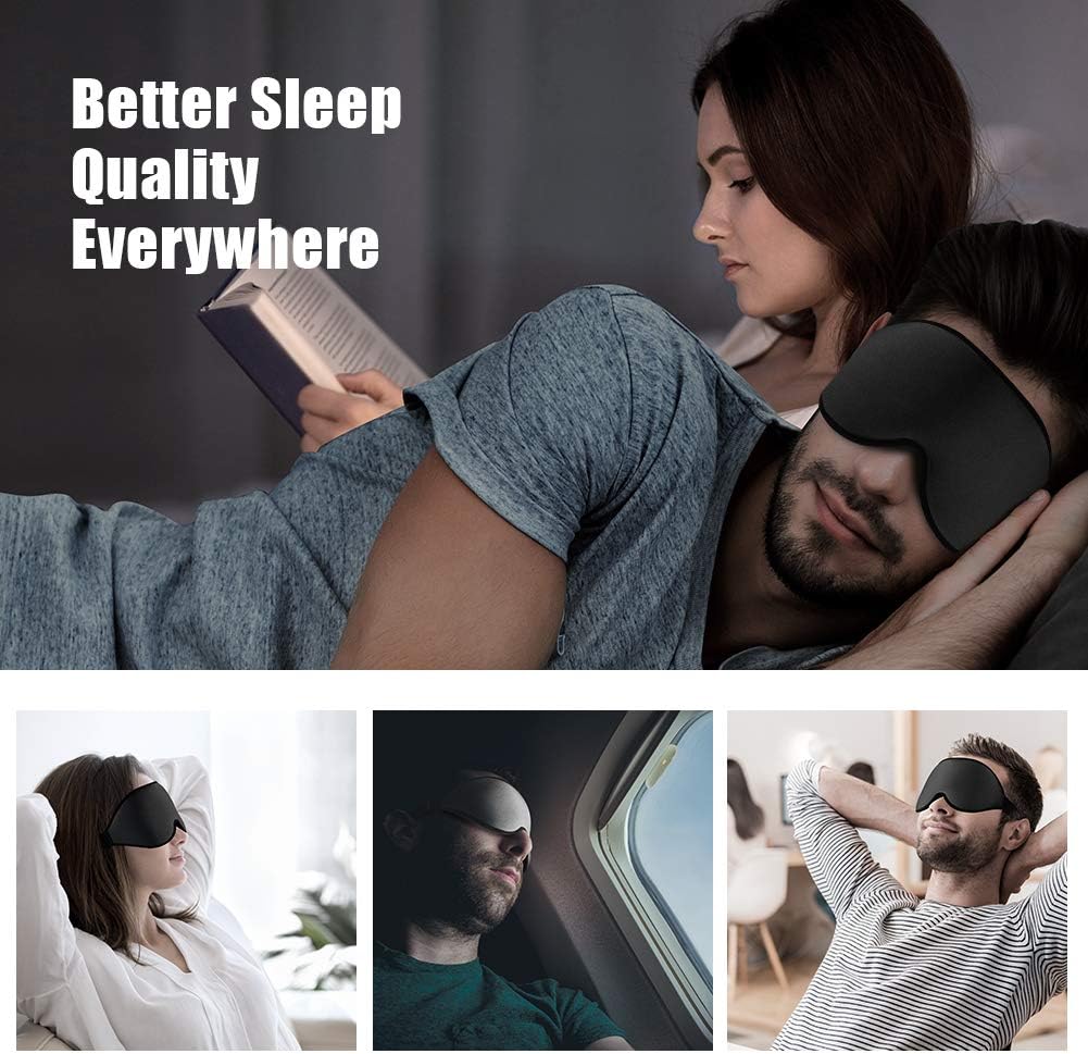 2020 Upgraded Sleep Eye Mask for Women Men, Soft Lycra Material Eye mask for Sleeping 3D Contoured Cup Sleep Mask & Blindfold,100% Black Out Light Sleeping Mask for Travel, Nap, Yoga-1Pack(Black): Health & Personal Care