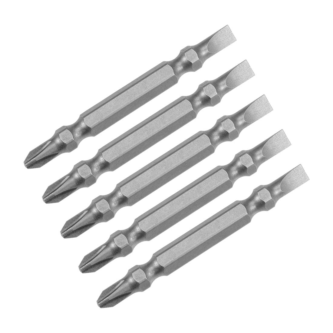 Photo 1 of uxcell 5 Pcs PH2/SL5 Magnetic Double Ended Screwdriver Bits, 1/4 Inch Hex Shank 2.56-inch Length S2 Power Tool