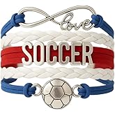 Sportybella Soccer Bracelet - Soccer Player Gift, Infinity Love Adjustable Soccer Charm Bracelet, Soccer Themed Novelty Team Gifts for Women