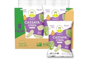 ARTISAN TROPIC Cassava Strips Sea Salt - 8 Pack, 2oz - Vegan, Paleo, Gluten Free Chips – Non-GMO Healthy Snack Potato Chip Alternative for Lunches, Dipping, Parties - Baked Cassava Flour Chips