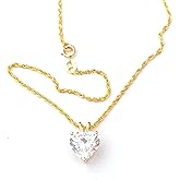 Pierre Lorren 1.5 carat Diamond Necklaces 18k SOLID Yellow Gold Heart Shaped Diamondd Solitaire Necklace Rope Hart Necklaces for women Love Heart diamond Valentine's day Mom Appreciation gifts for her