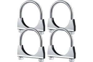 Datanly 4 Pcs 2-1/2" Exhaust Clamp Heavy Duty U-bolt Exhaust Clamp - Saddle Design Muffler Pipe Connector, Tip Hook Clip, Galvanized Iron, Fits 2.5" Od Pipes