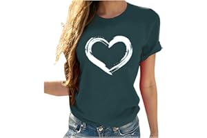 CEBOYEL Women Love Heart Graphic Tees Shirt Short Sleeve Tops Tshirts Regular Fit Tunic Blouse Cute Funny Gift Clothes 2023