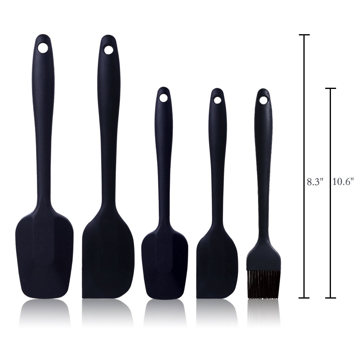 Silicone Spatula Set WISHPOOL 4+1-Piece Non-Stick/Heat Resistant kitchen Cooking Utensil Set Created for Cooking/Baking and Mixing with free gift Silicone Oil brush