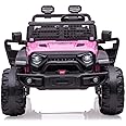24V Kids Ride on 2 Seaters Electric Car with Remote Control, 2*120W Motors Battery Powered 20" Extra Large Seats+15.5" XL Wheels,LED Headlights, Front Storage, Bottle Holder, FM, Music for 3+ (Pink)
