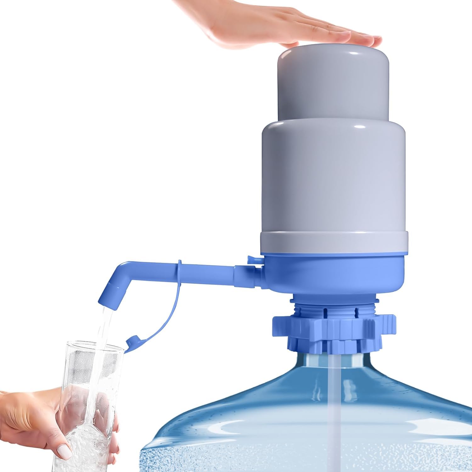 Photo 1 of 5 Gallon Water Dispenser - Manual Water Dispenser for 5 Gallon Bottle Non Drips, Easy Hand Press Water Pump Dispenser Fit for 2-6 Gallon Water Bottle (Blue)