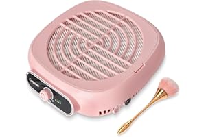 CORPOWER Nail Dust Collector, Professional Brushless Turbo Dust Collector Nail Tech with Reusable Filter, Powerful Nail Vacuum Fan Dust Extractor Manicure Tool for Nail Polishing, Salon & Home (Pink)