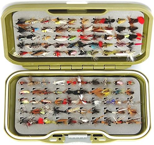 Fly Box with Flies Trout Fishing Flies Assortment of BARBLESS Fishing Flies UK Dries Wets Nymph Buzzer Flies Hook 10 12 14 Qty's 10 25 50 100 BOX GV