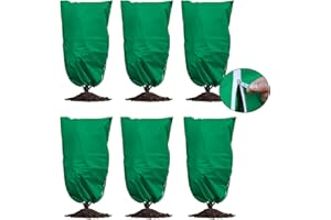 Quoyiyo Plant Covers Freeze Protection, Reusable Frost Covers with Zipper Drawstring,Thicker Plant Protectors Bag Protect Your Plant Safe Cold Frost Wind Pests (47.2″Hx31.5″W-6packs-Green)